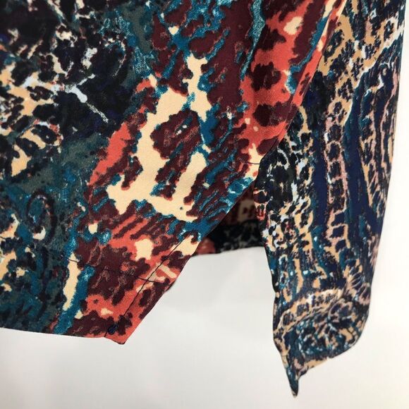 ANA Jewel tone Paisley Print Lightweight Flowy V Neck Roll Sleeve Blouse NEW - Picture 11 of 16